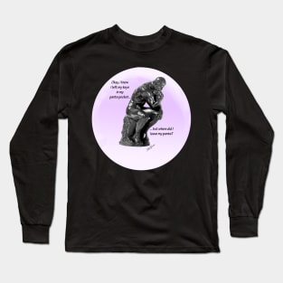 Rodin's "Thinker" tries to remember... Long Sleeve T-Shirt